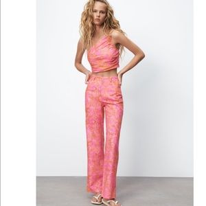 Zara full length linen blend pants